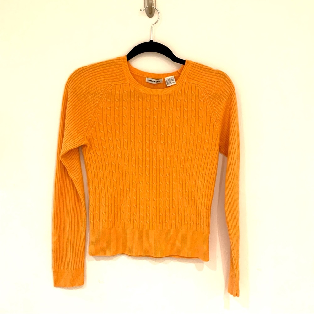 Bright orange vintage cable knit sweater